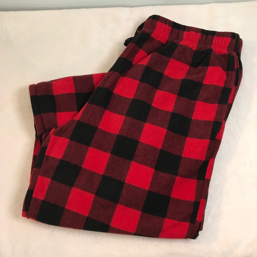 SLEEPHERO Red and Black Plaid Flannel Pajama Pants Mens Medium